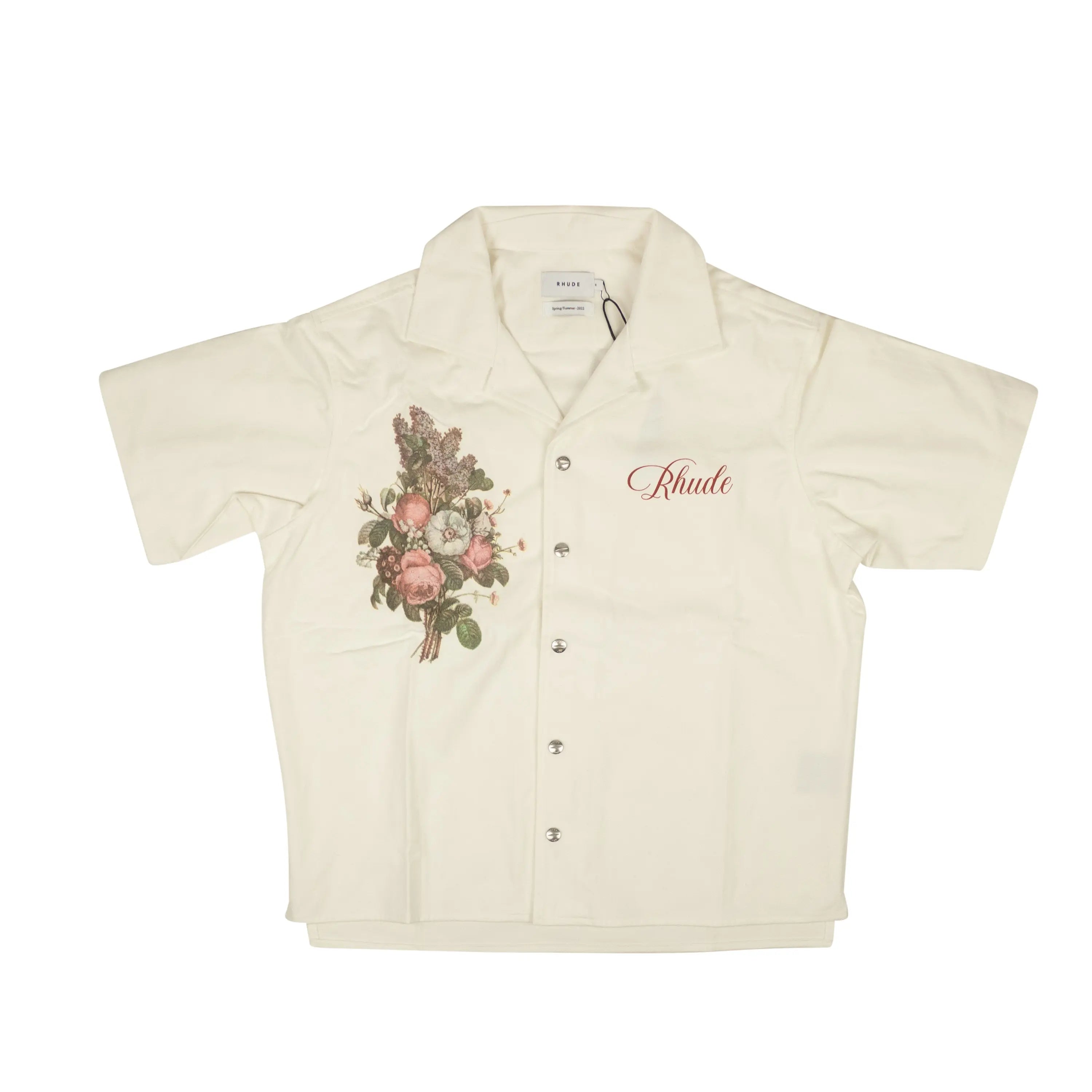 RHUDE CREAM MULTI BOUQUE BUTTON-DOWN SHIRT-Empxre Boutique