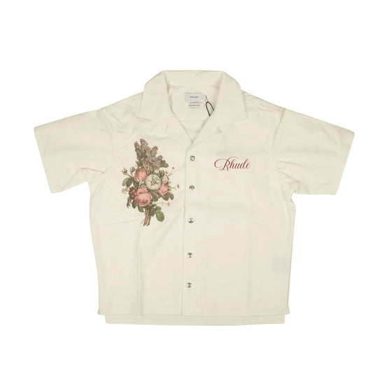 RHUDE CREAM MULTI BOUQUE BUTTON-DOWN SHIRT