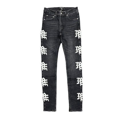 Mixed Emotion Monogram Denim Black Wash-Empxre Boutique