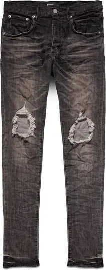 Purple Brand Ripped Stretch Skinny Jeans Grey Dirty Blowout