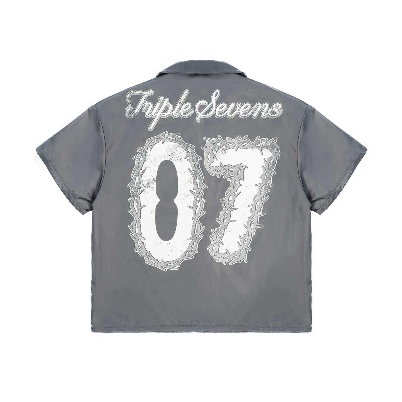 Triple Sevens Nylon Button Up Shirt Grey-Empxre Boutique