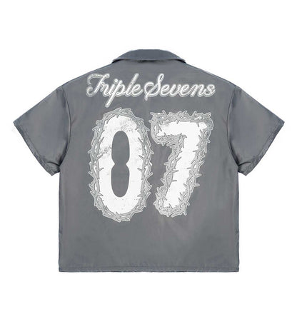 Triple Sevens Nylon Button Up Shirt Grey
