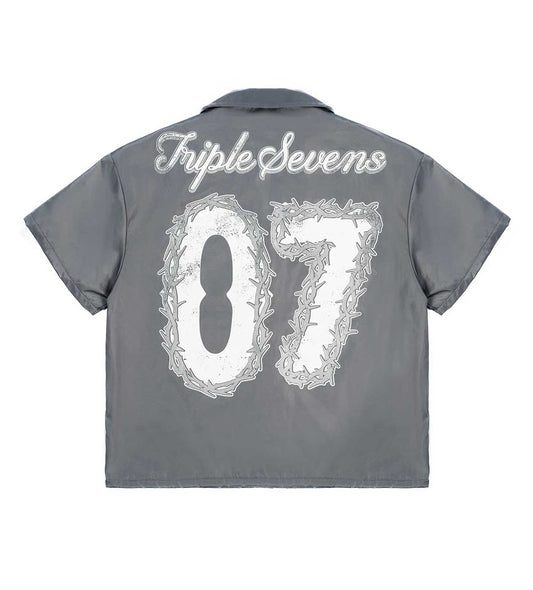 Triple Sevens Nylon Button Up Shirt Grey