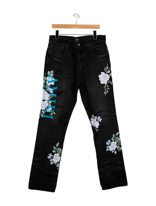 AMIRI Black Embroidered Jeans