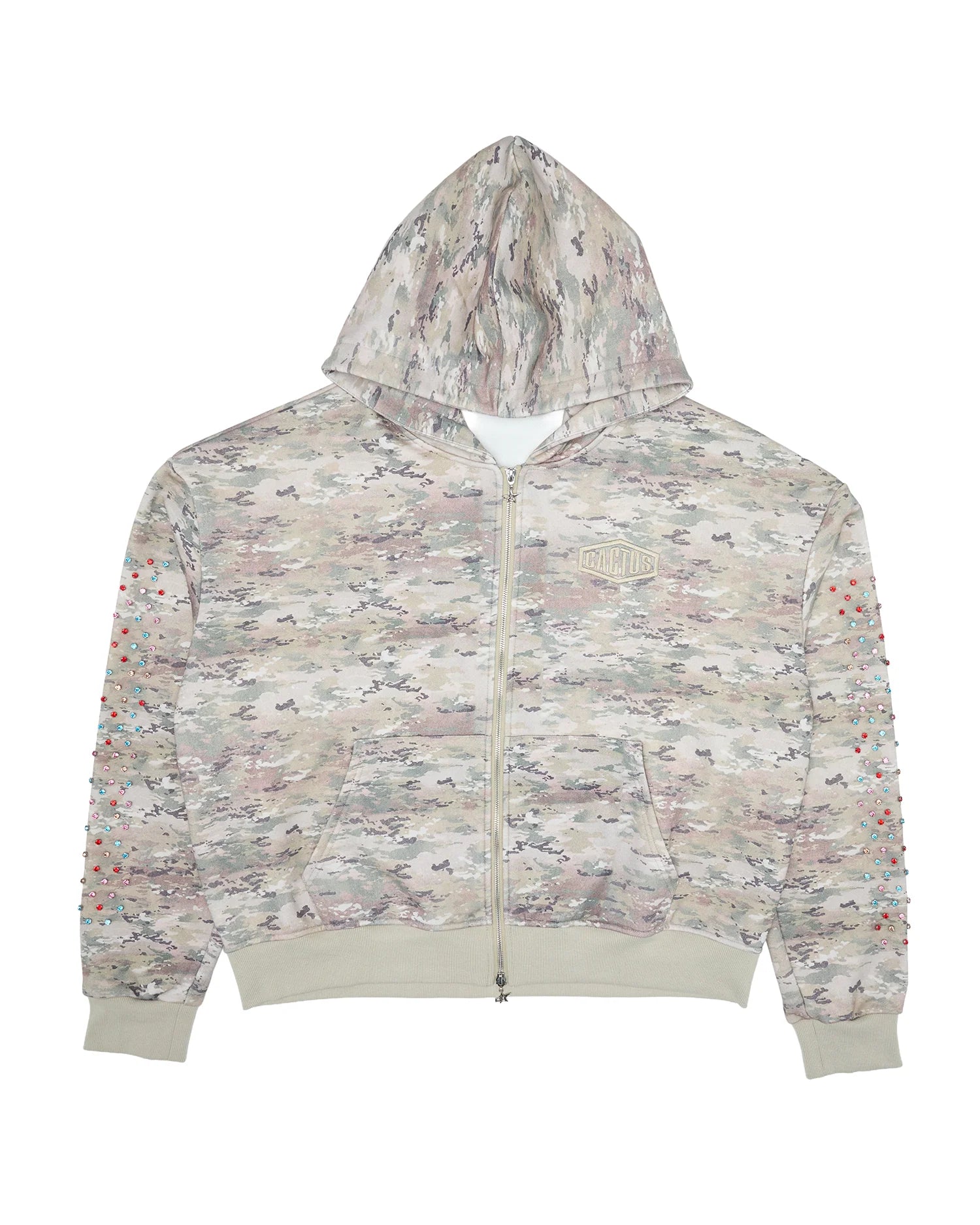 AZVA Studios Crystal Cactus Zip Hoodie Camo-Empxre Boutique