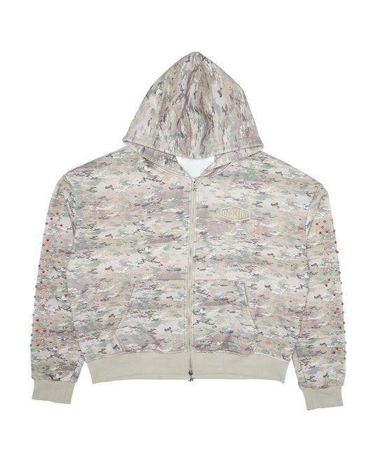 AZVA Studios Crystal Cactus Zip Hoodie Camo