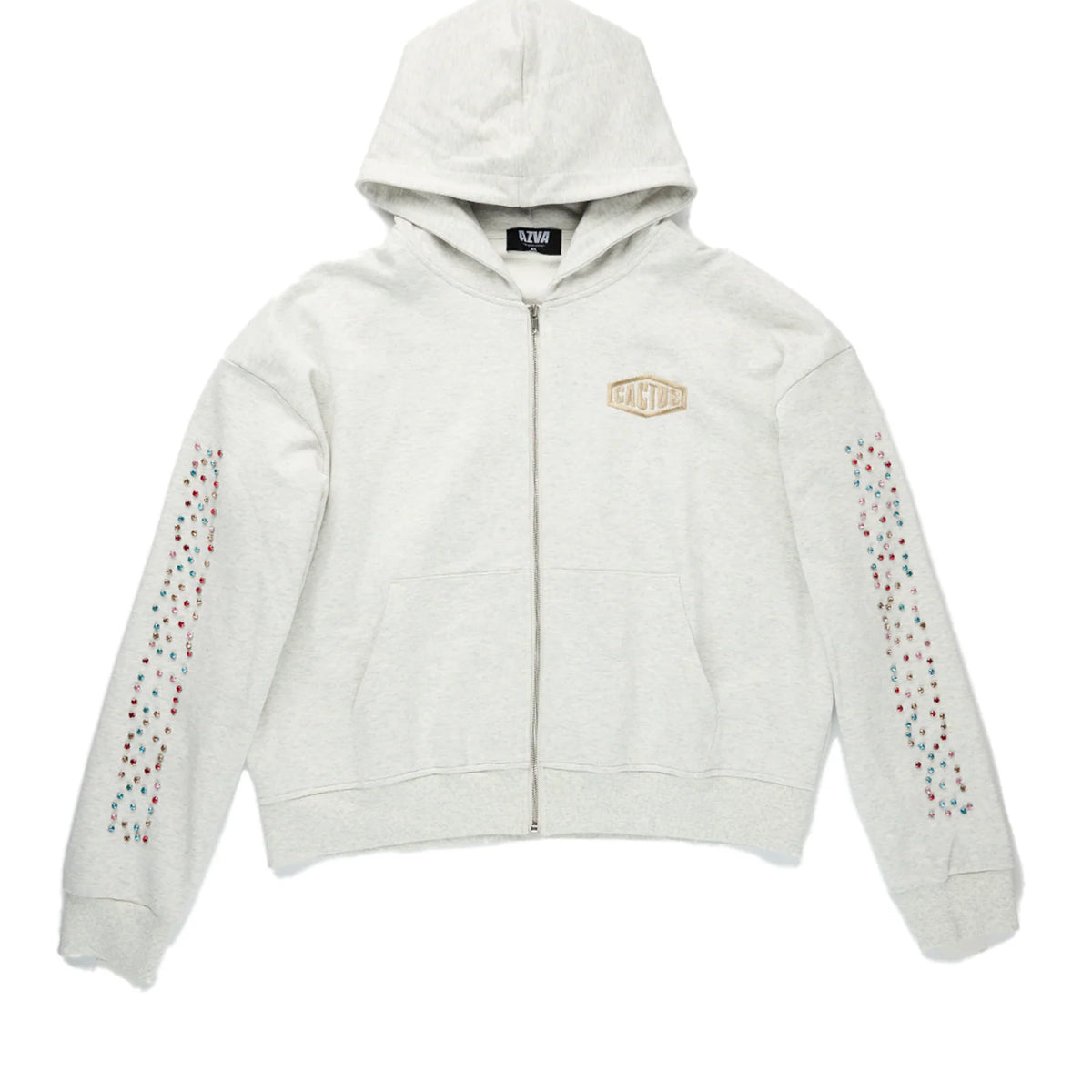 AZVA Studios Crystal Cactus Zip Hoodie Grey – Empxre Boutique