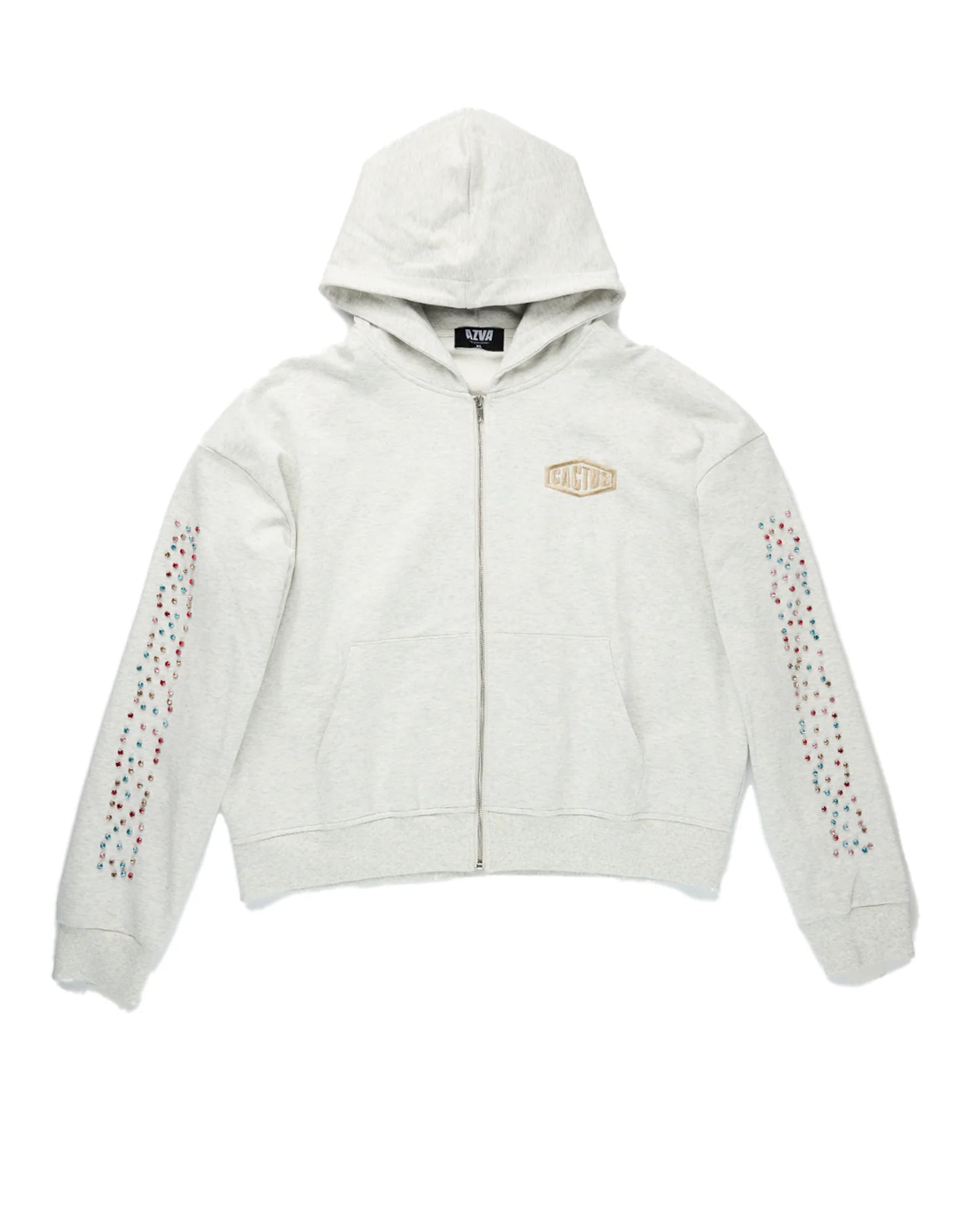 AZVA Studios Crystal Cactus Zip Hoodie Grey