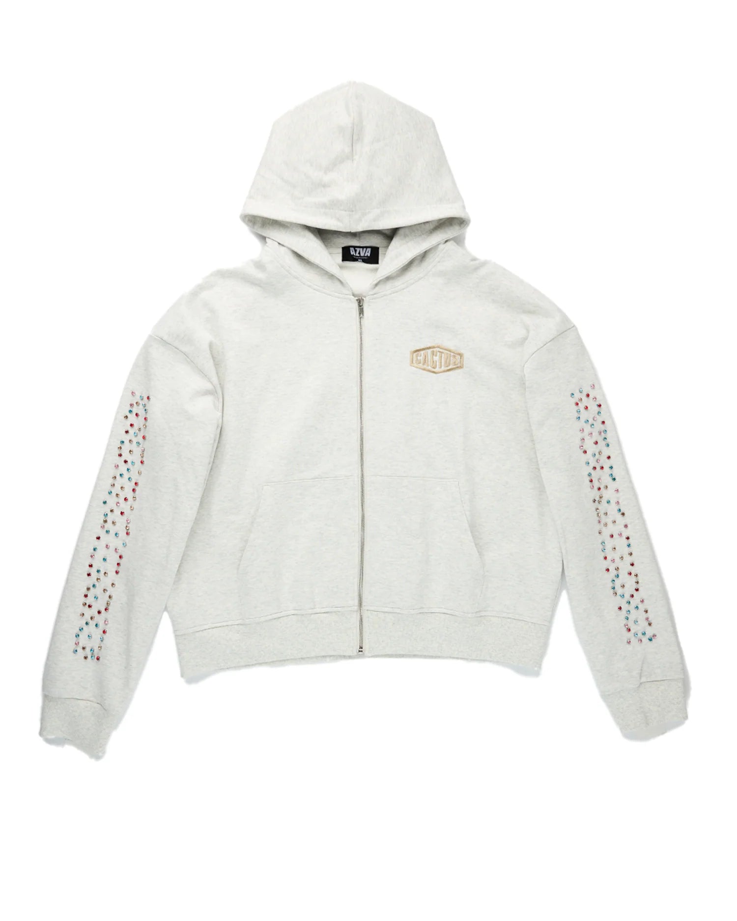 AZVA Studios Crystal Cactus Zip Hoodie Grey-Empxre Boutique