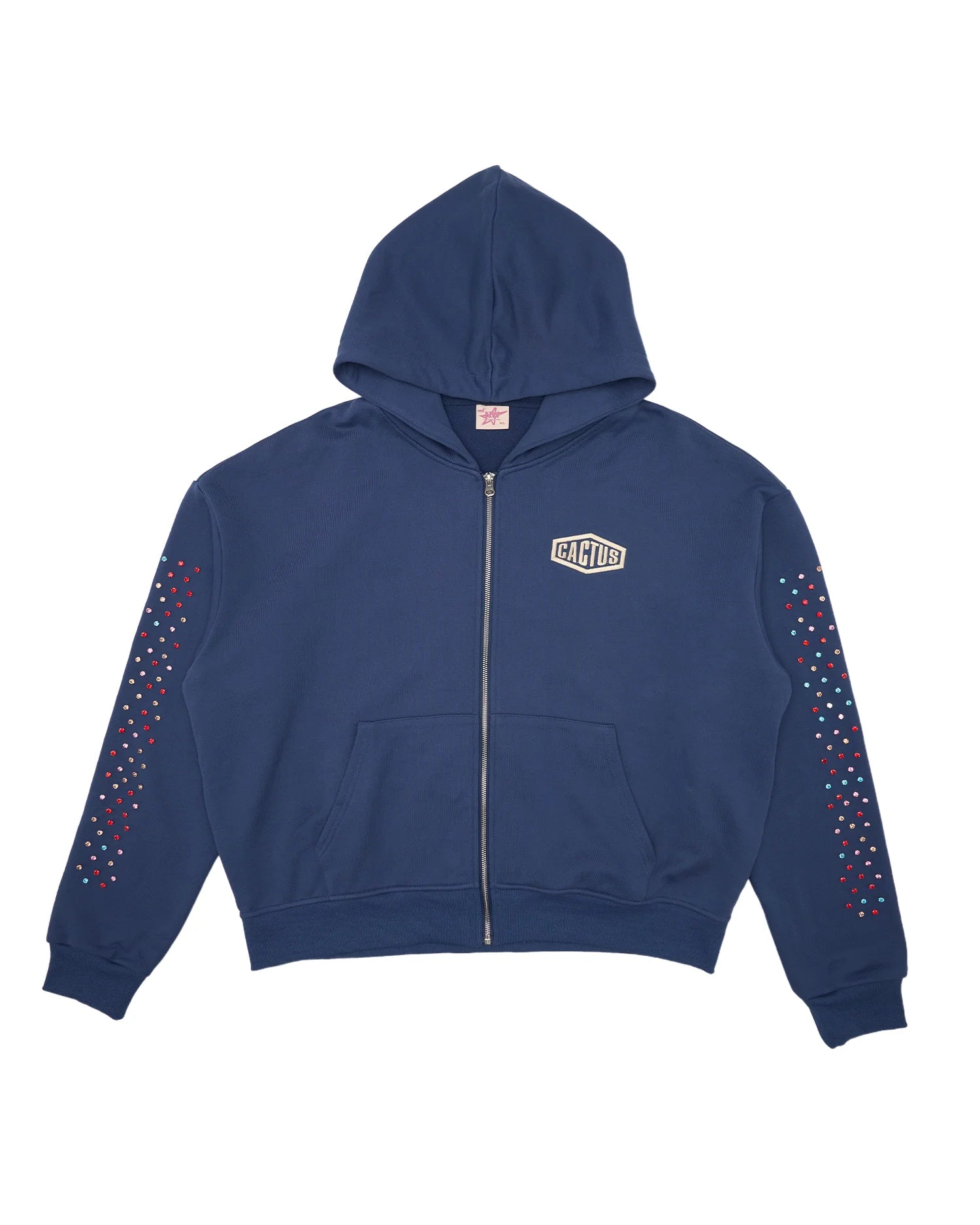 AZVA Studios Navy Crystal Cactus Zip Hoodie-Empxre Boutique