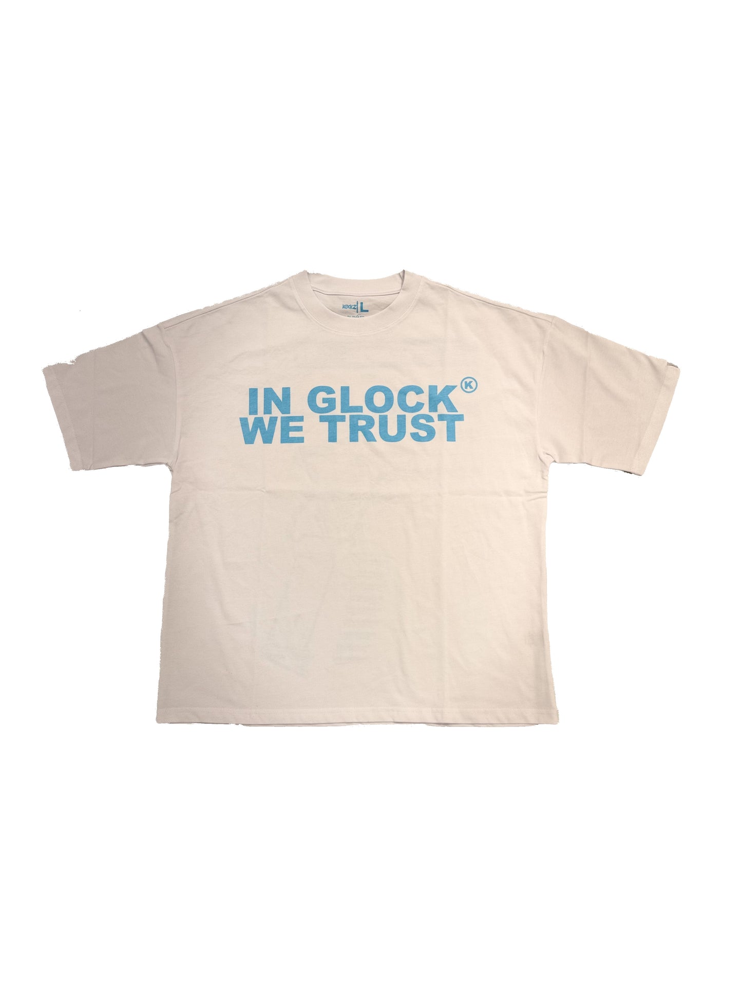 Kixkz Clothing In Glock We Trust x Elevate Tee White/Blue-Empxre Boutique