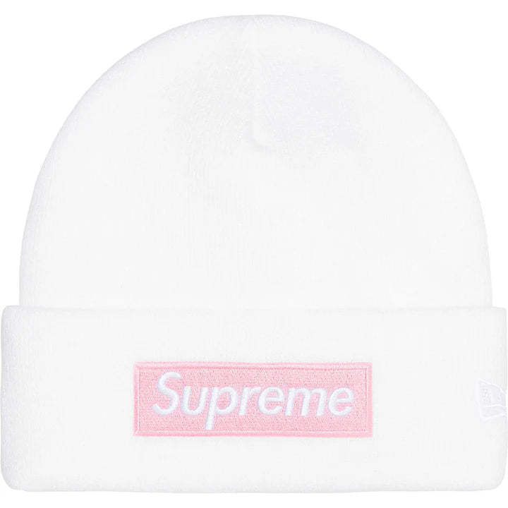 Supreme New Era Box Logo Beanie FW25 White-Headwear-Empxre Boutique