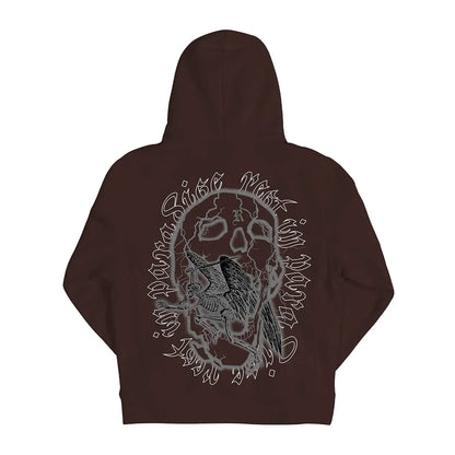 Revenge Skeleton Angel Hoodie Brown