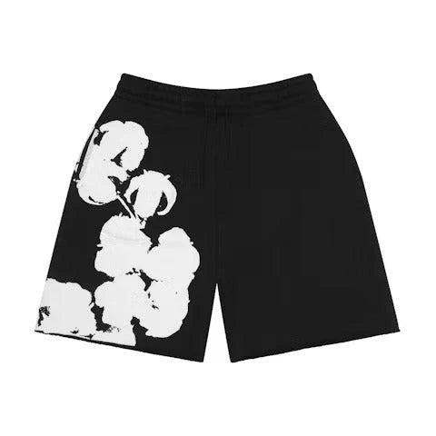 Denim Tears Big Cotton Wreath Sweat Shorts Black