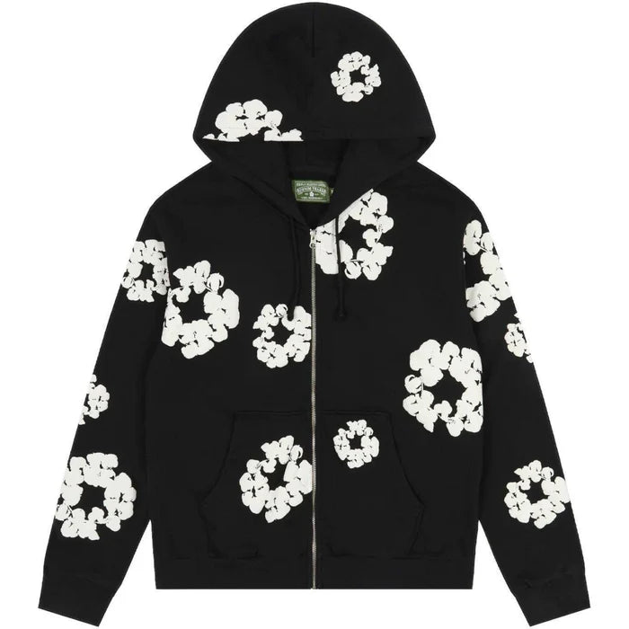 Denim Tears Cotton Wreath Zip Hoodie Black