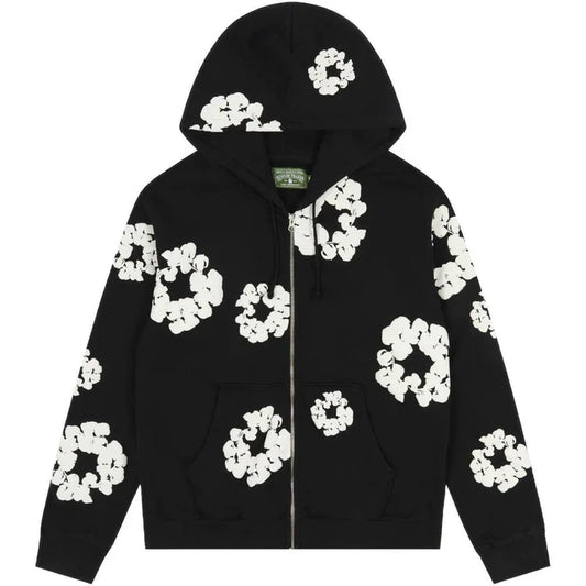 Denim Tears Cotton Wreath Zip Hoodie Black