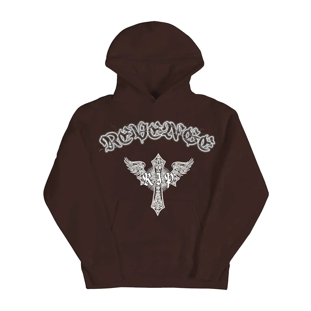Revenge Skeleton Angel Hoodie Brown-Empxre Boutique