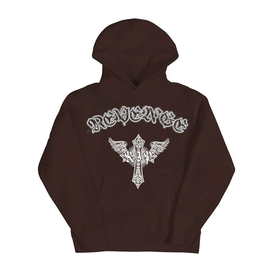 Revenge Skeleton Angel Hoodie Brown
