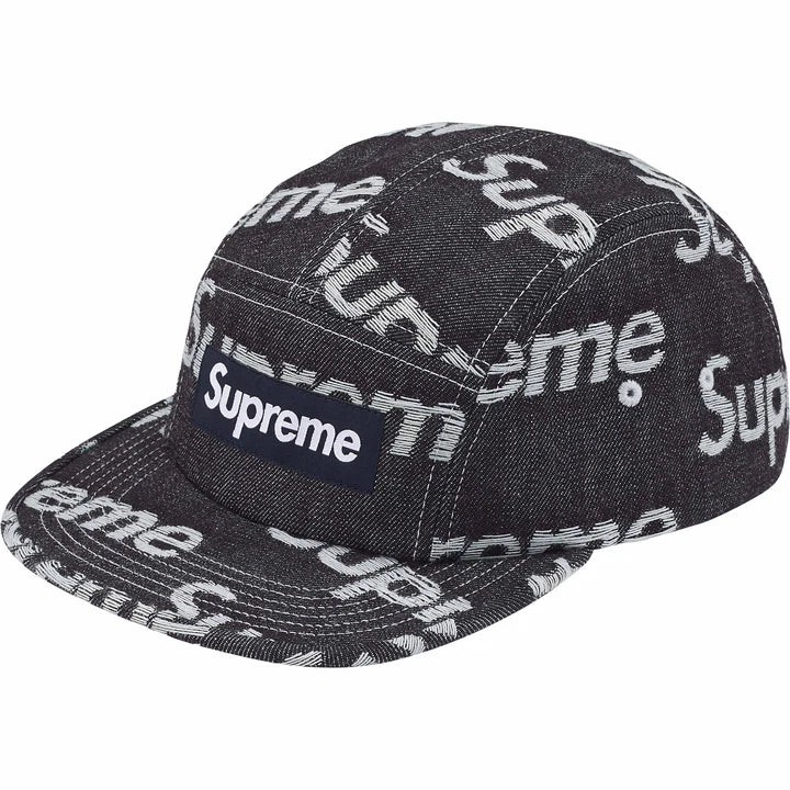 Supreme Jacquard Logos Denim Camp Cap Rigid Indigo-Empxre Boutique