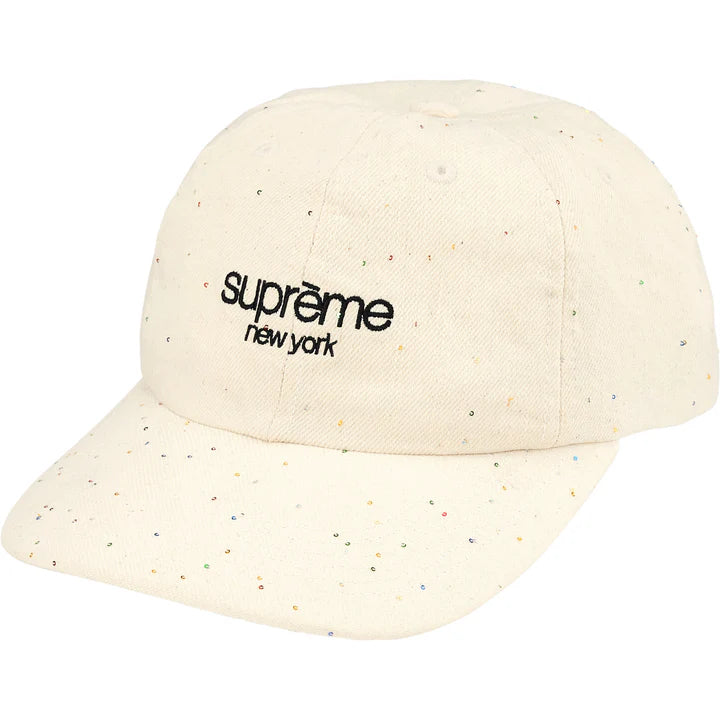 Supreme Sequin Denim Classic Logo 6-Panel Natural – Empxre Boutique