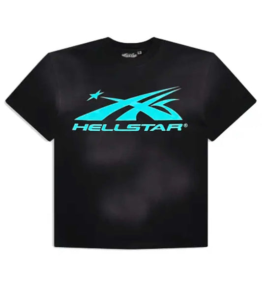 Hellstar Sports Logo Gel Tee Black Light Blue