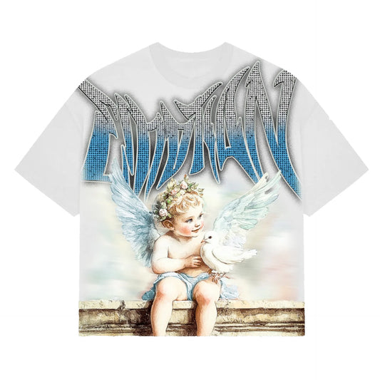 Mixed Emotions Dove Rhinestone Tee White