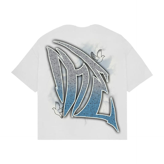 Mixed Emotions Dove Rhinestone Tee White