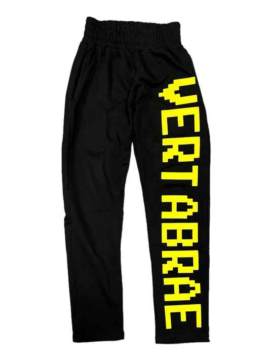 Vertabrae Washed Sweatpants Black Yellow