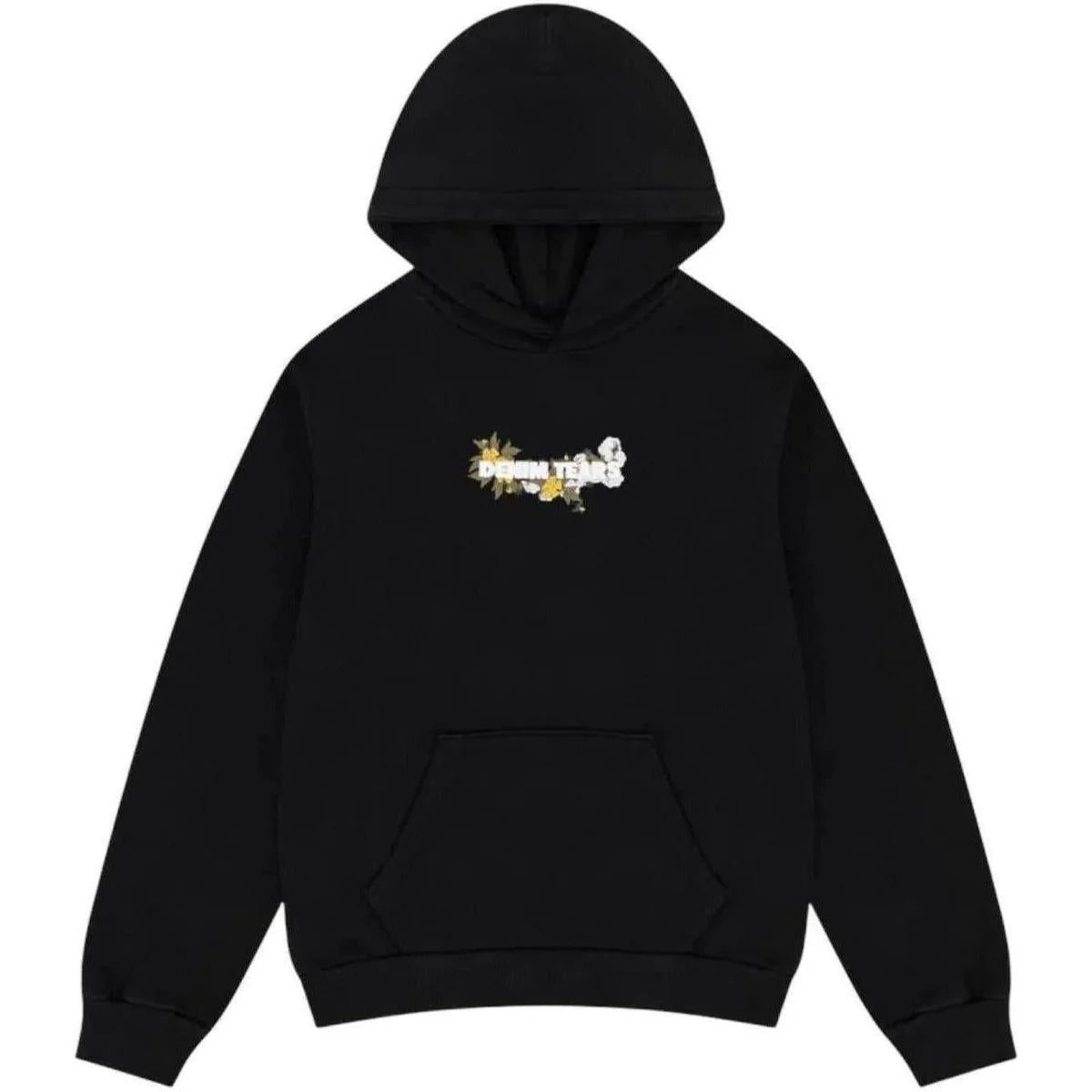 Denim Tears Embroidered Floral Logo Hoodie Black-Empxre Boutique