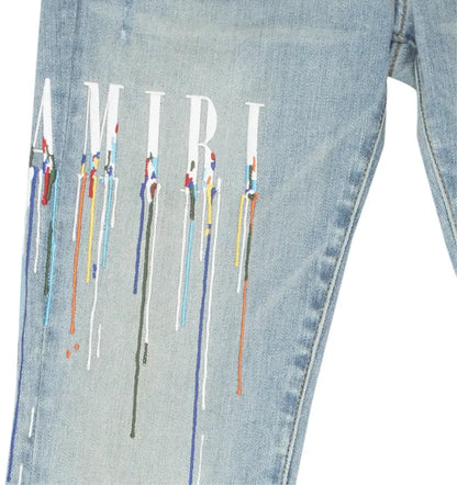 Amiri Paint Drip Logo Straight-Fit Jeans-Empxre Boutique