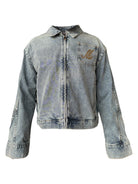 Bottega Desires Studded Pleated Denim Jacket-Empxre Boutique