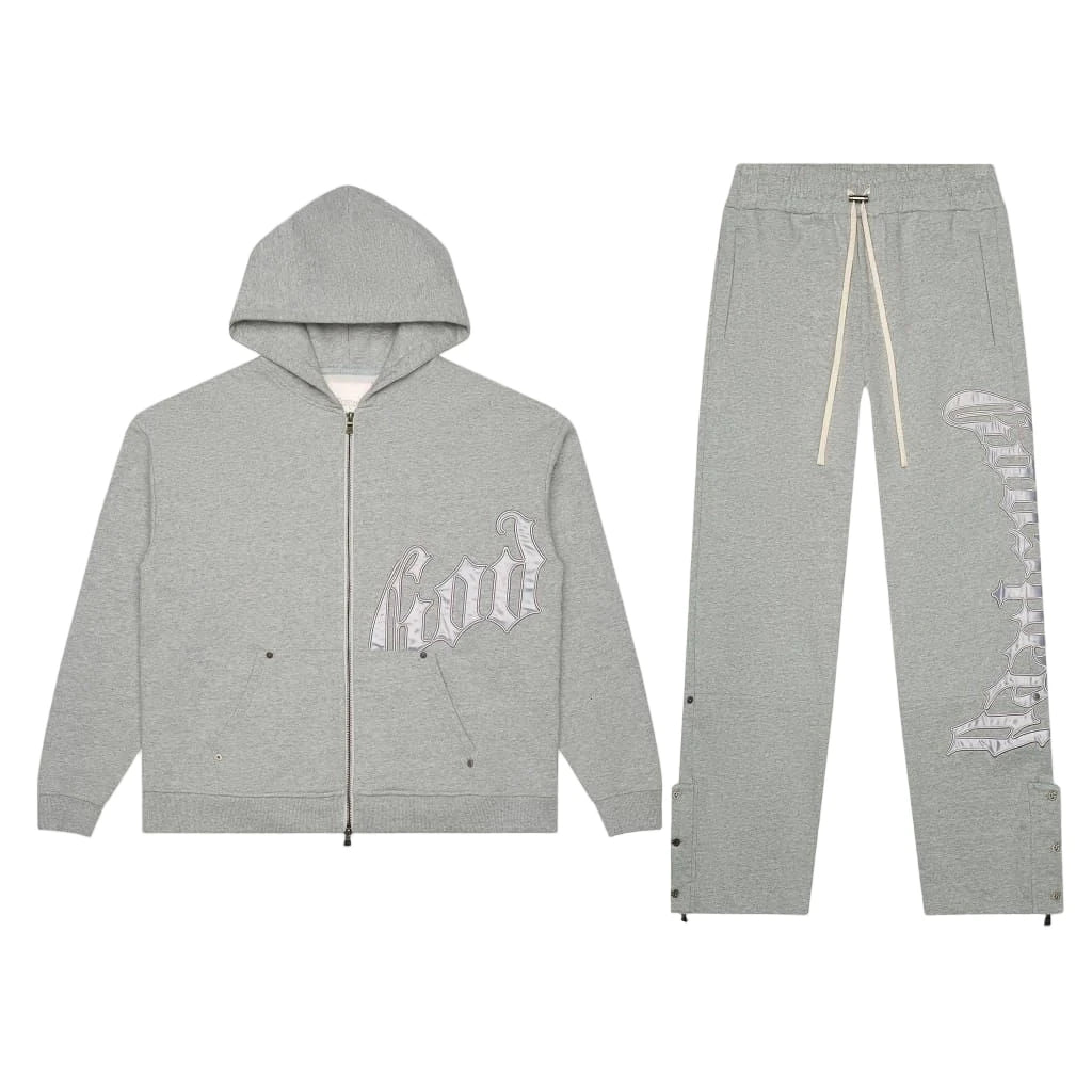 Godspeed OG Logo Sweatsuit V2 Grey Silver Satin-Empxre Boutique