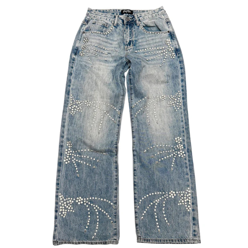 Prestige Crystal Oversized Denim Jeans-Empxre Boutique