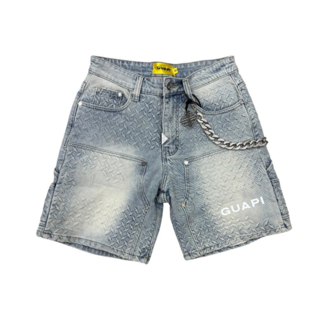 下着・アンダーウェア GUAPI denim shorts size32 Guapi Aqua Blue Steel Plate Carpenter Shorts – Empxre Boutique