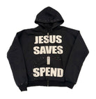 Jesus Saves I Spend Hoodie Black-Empxre Boutique