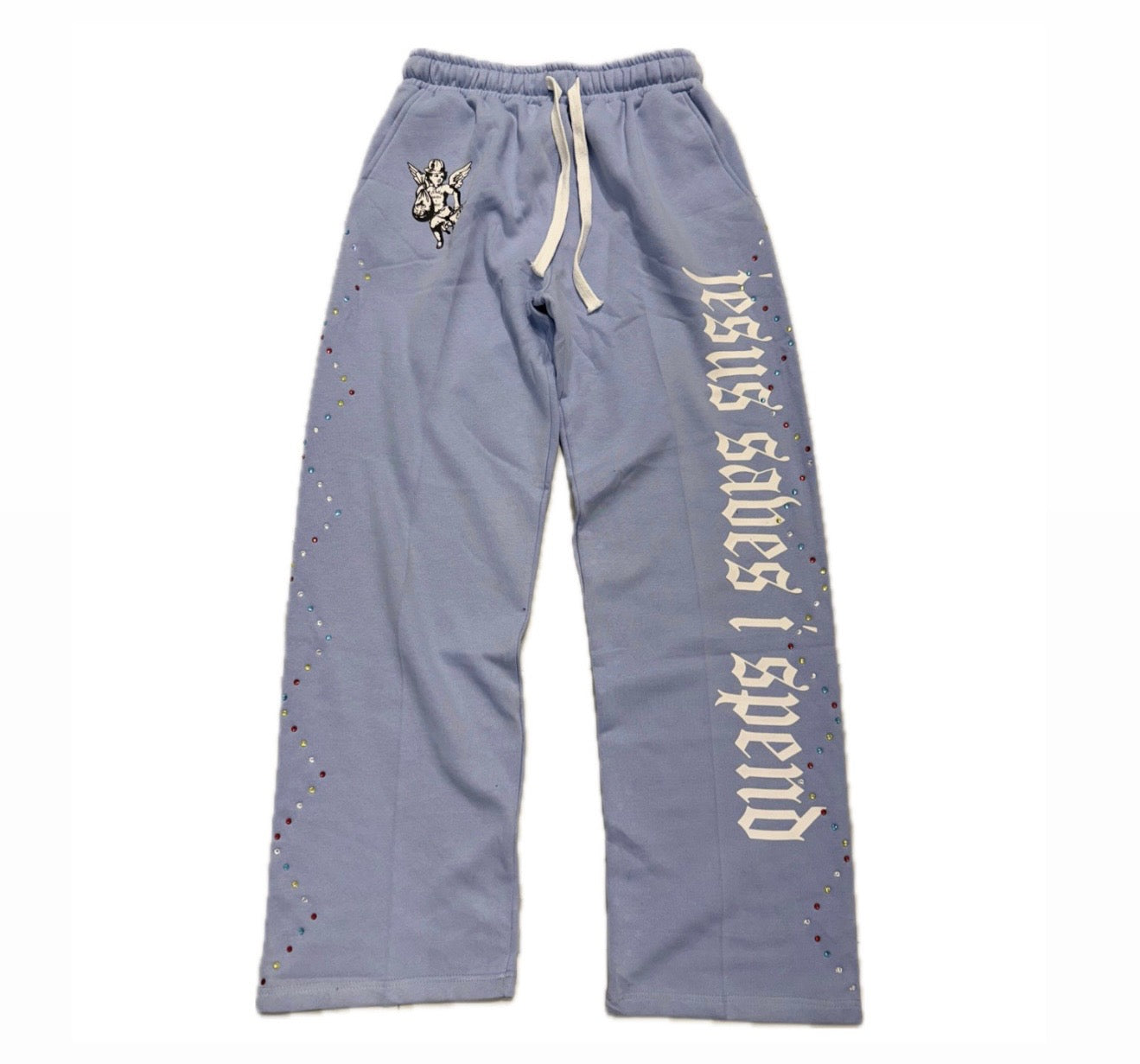 Jesus Saves I Spend Sweatpants Baby Blue