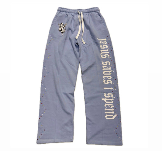 Jesus Saves I Spend Sweatpants Baby Blue