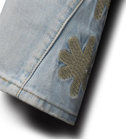 Lost Shdws Bone on Blue Sun Logo Denim