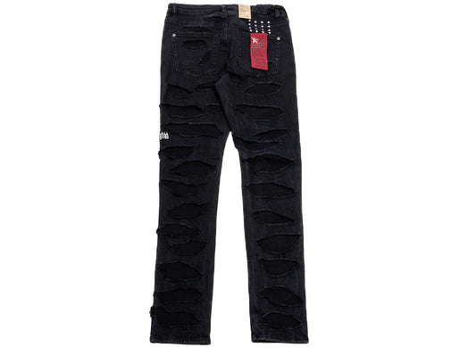 Ksubi x Trippie Red Shredded Black Jean