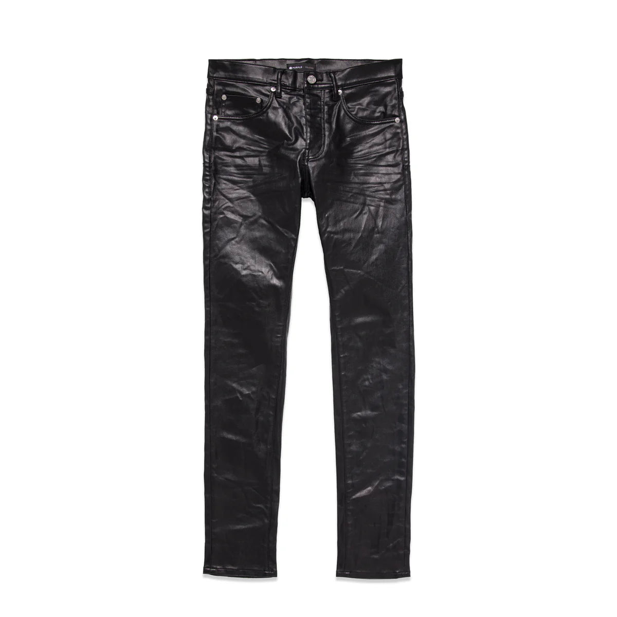 Purple Brand Patent Leather Film Skinny Jeans Black