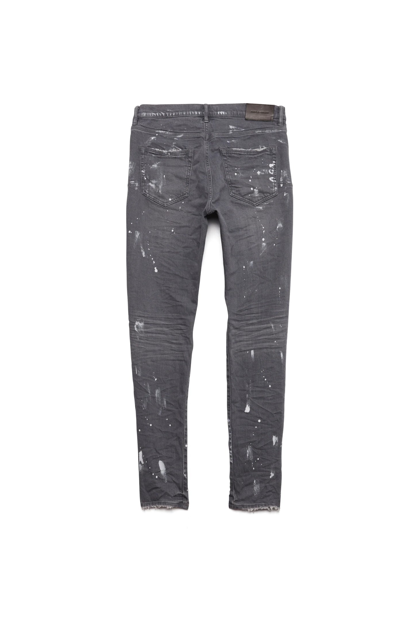 Purple Brand Painted Ripped Knee Slit Skinny Jeans Worn Grey