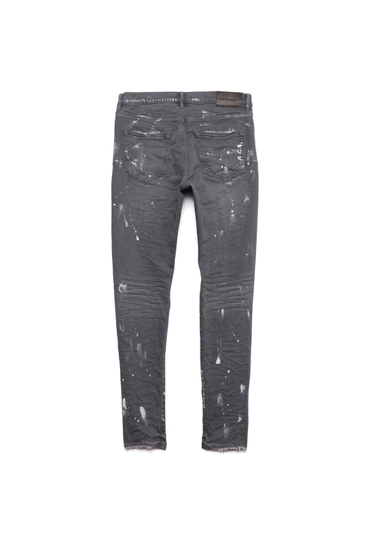 Purple Brand Painted Ripped Knee Slit Skinny Jeans Worn Grey