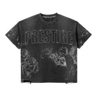 Prestige Distress Angel Rhinestone Tee Black-Empxre Boutique