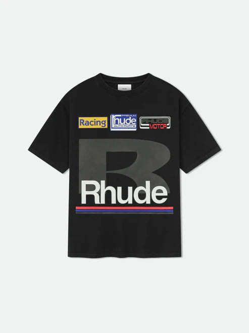 RHUDE Petrol Patch Tee Black