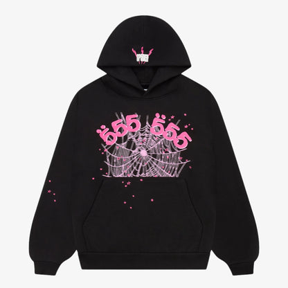 Sp5der Angel Number Hoodie Black