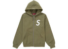 Supreme S Logo Zip Up Hooded Sweatshirt Olive