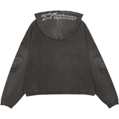 Triple Sevens Moto Zip Up Hoodie Black