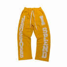 JSIS Yellow & White Sweatpants With Rhinestones