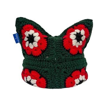 Arkyve Holly Bloom Crochet Cat Hat