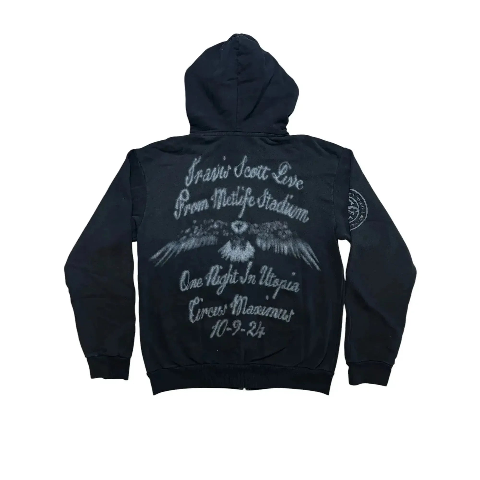 Travis Scott Met Life Zip Hoodie Washed Black with Spray-Empxre Boutique
